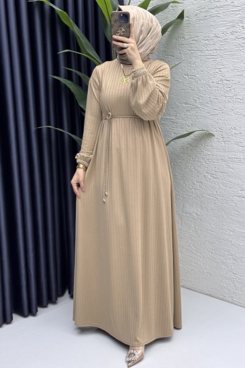 Mina Elbise Tesettür Giyim Camel