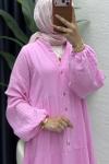 Müslin Elbise Tesettür Giyim  Pembe