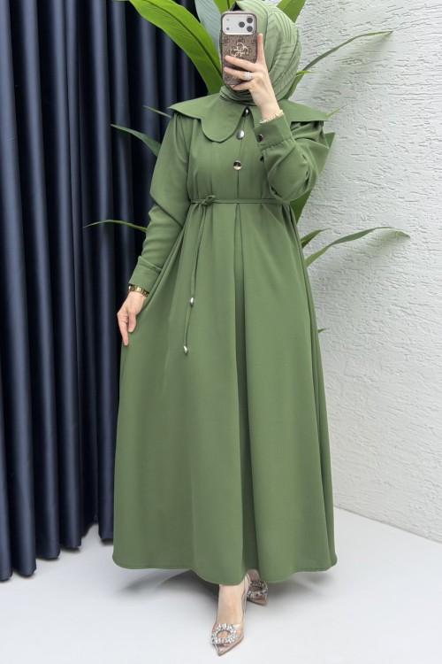 Nilperi Elbise Tesettür Giyim  Haki