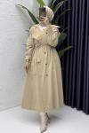 Rabia Trench Tesettür Giyim  Taş Rengi