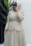Zülal Etekli Takım Tesettür Giyim  Taş Rengi